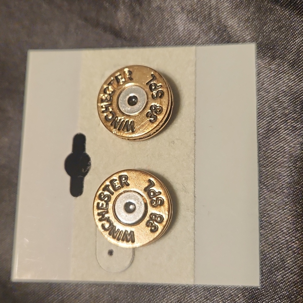 SHEIN Winchester 38 Gold Bullet Stud Earrings